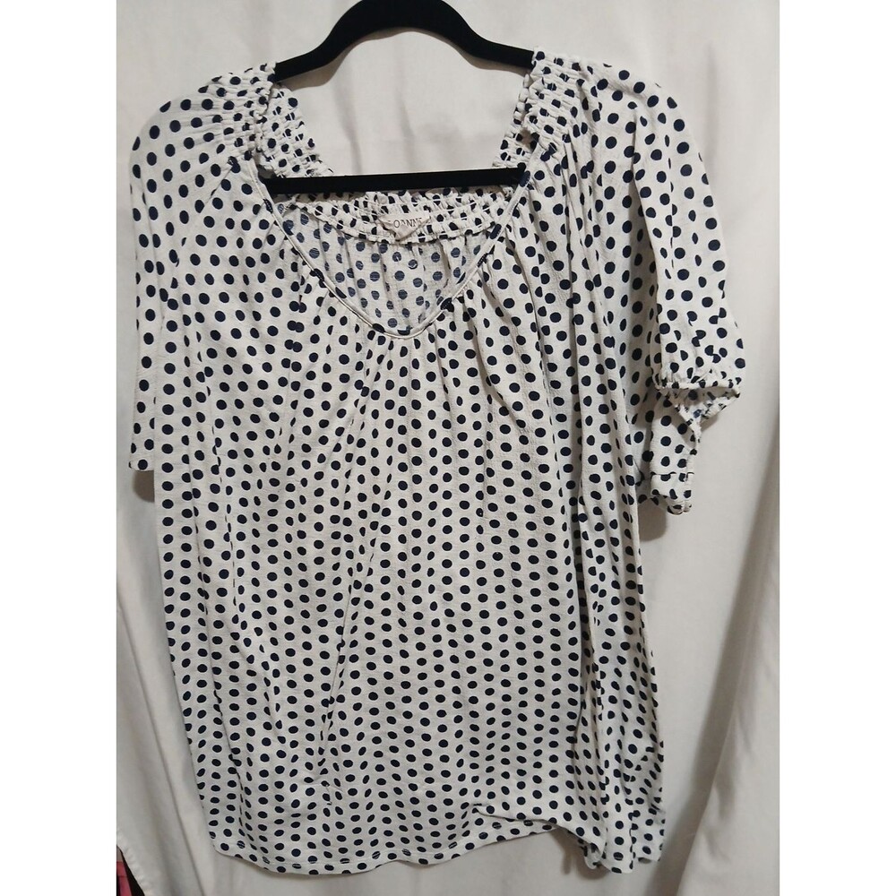 Loanna Woman  Blouse Size 3xl White With Black Polka Dots